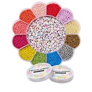 DIY perlesæt. 2 mm seed beads og bogstav perler. 9600 perler